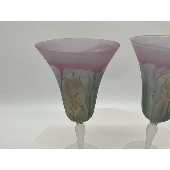 Nouveau Art Glass Hand Painted by RUEVEN Hard to Find Colorful Water Glasses - Picture 10 of 16